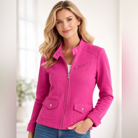 Ralph Lauren Jackets & Blazers - Ralph Lauren Tops | RI Pink Knit
Zipper Jacket | Color: Pink size L petite